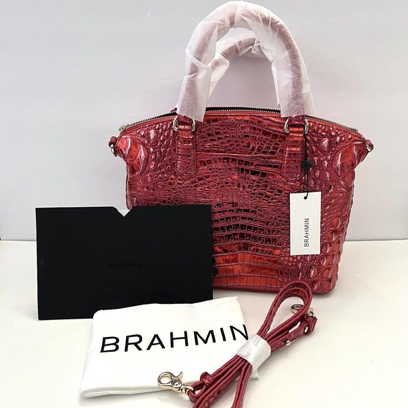 NWT Brahmin Red Dragon Melbourne Leather Med Duxbury Satchel Shoulder Handbag - Picture 1 of 12